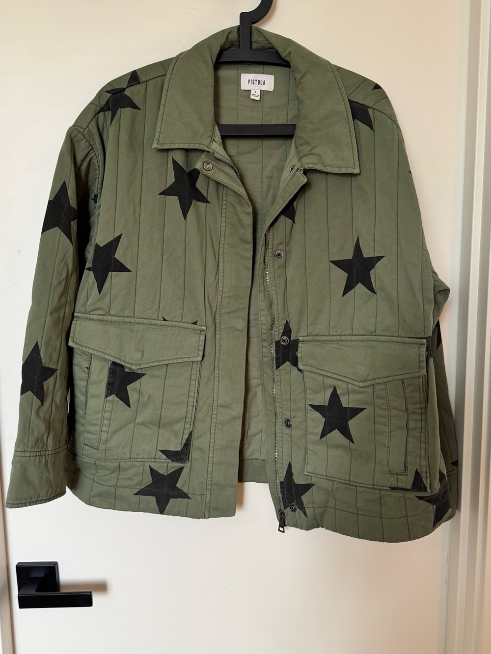 Pistola Cecile Shacket in Royal Honor Green Star Print